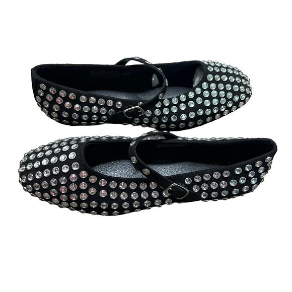 A NEW DAY Issa Rhinestone Mary Jane Ballet Flats Black - Picture 1 of 5